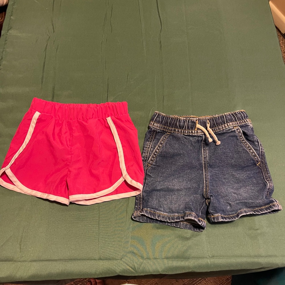 Cat & Jack Okie Dokie Kids Pink Blue Denim Athletic Shorts Bundle‎ 2T 3T